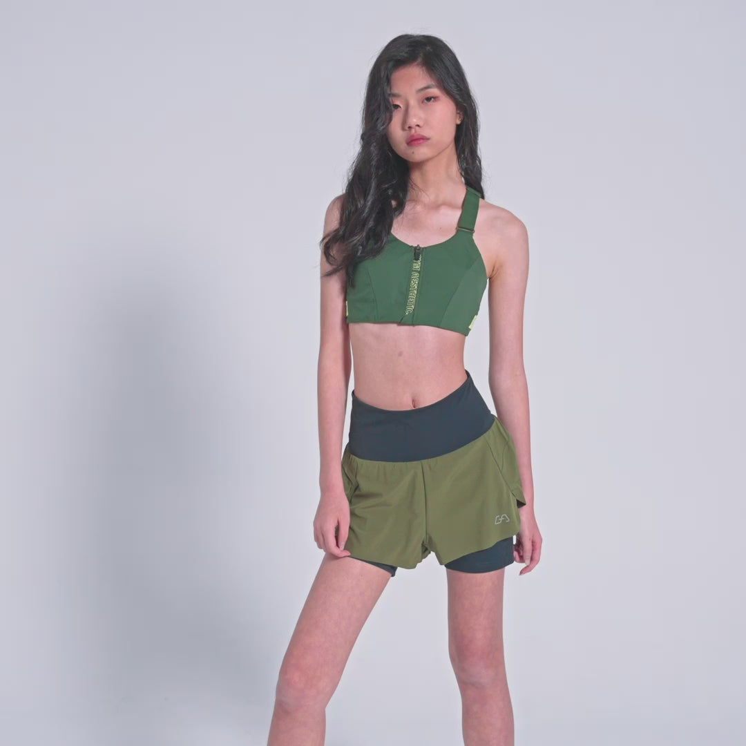 Image of Activewear 2in1 Color Block Running Shorts for Women