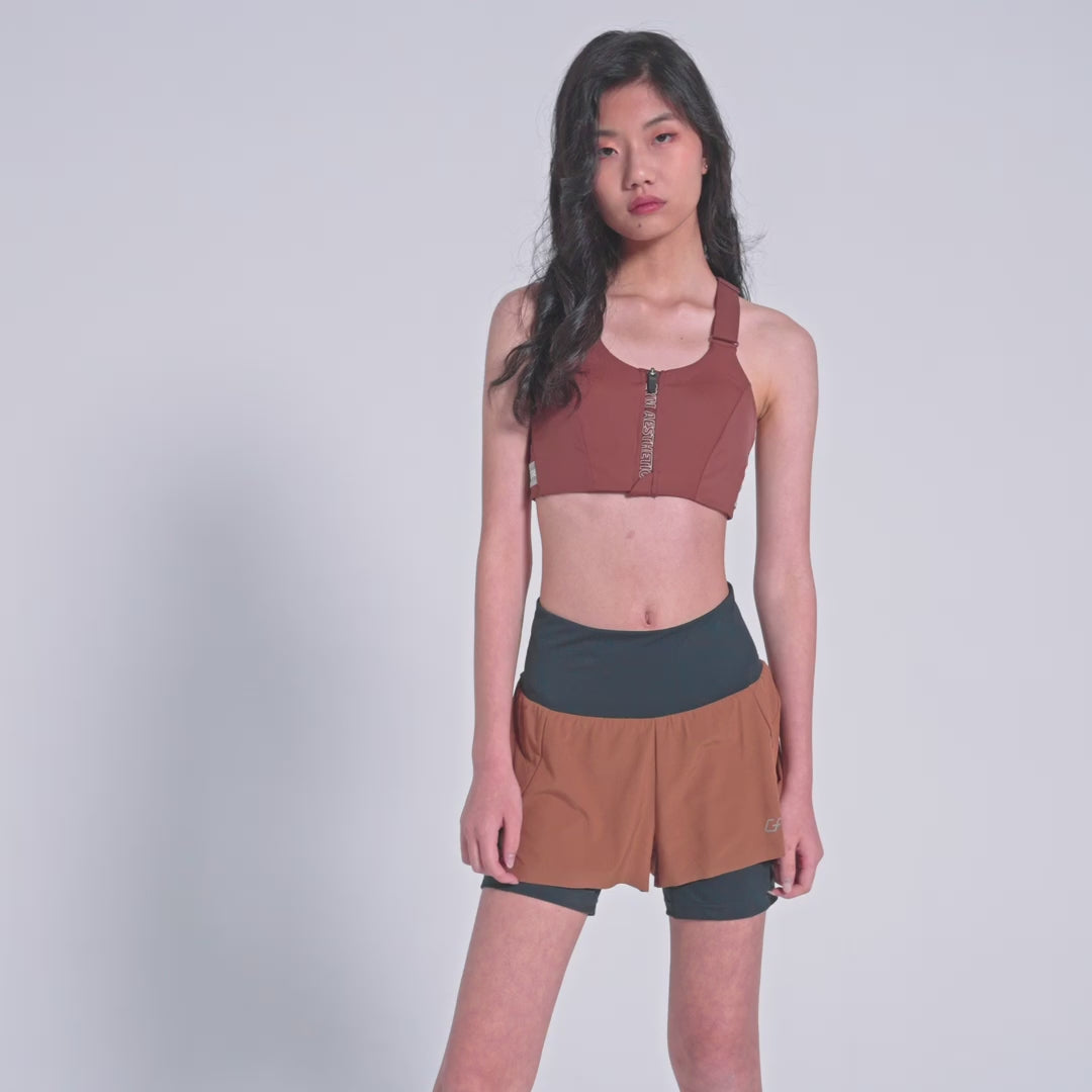 Activewear 2in1 Color Block Running Shorts for Women