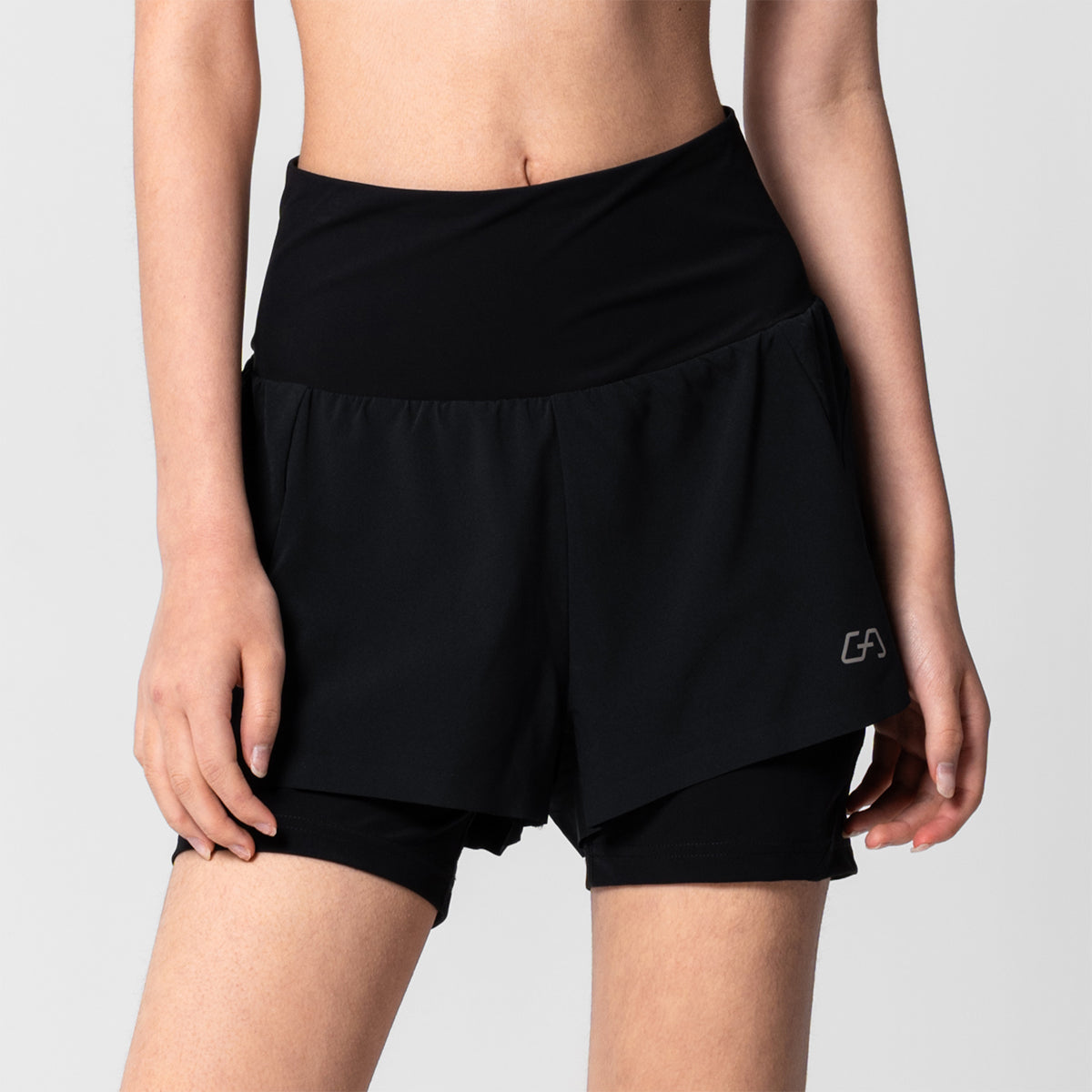 Image of Activewear 2in1 Color Block Running Shorts for Women