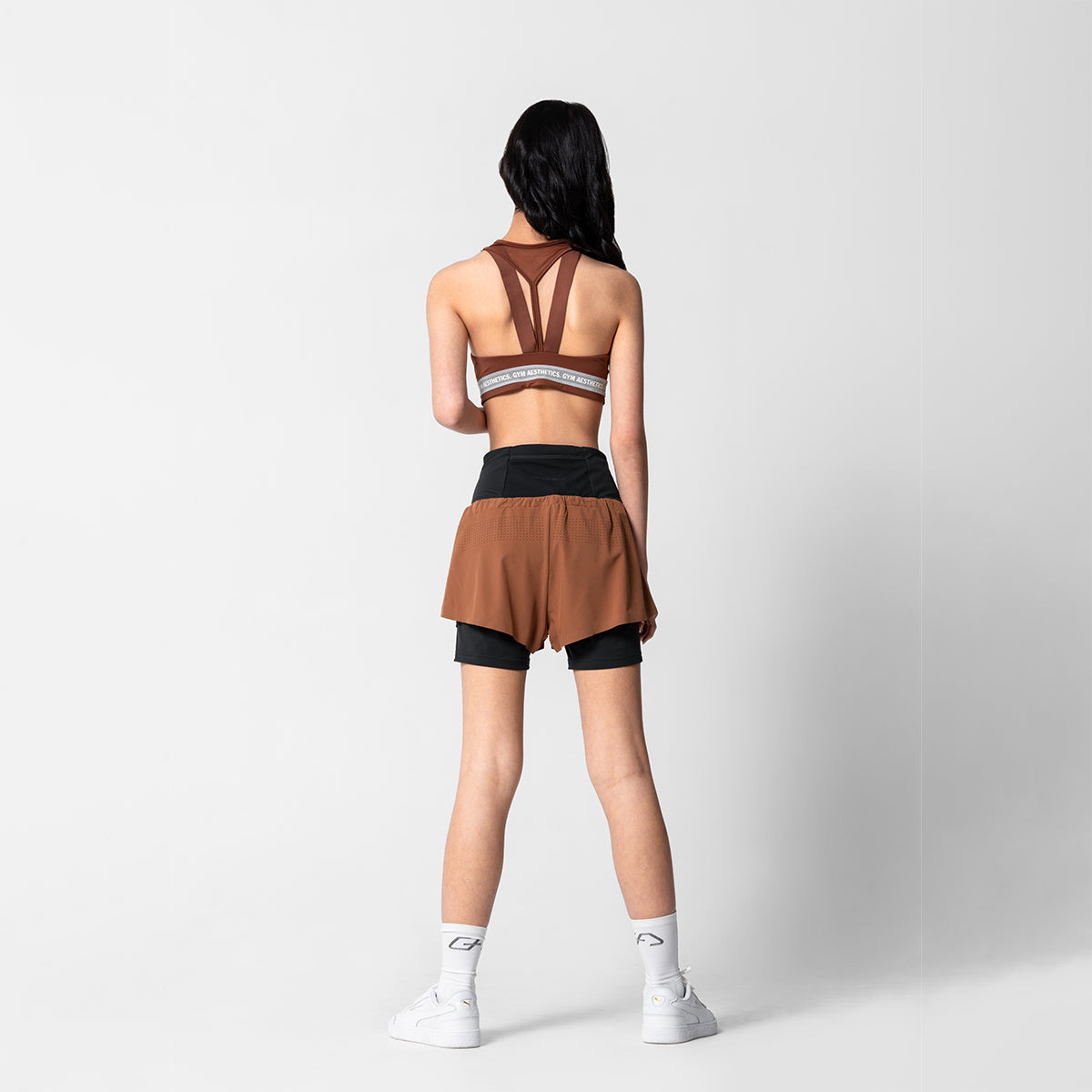 Image of Activewear 2in1 Color Block Running Shorts for Women