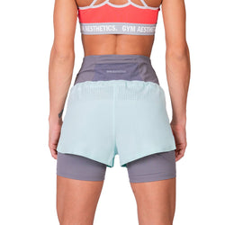 Image of Activewear 2in1 Color Block Running Shorts for Women