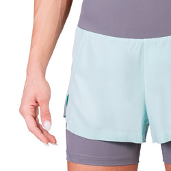Image of Activewear 2in1 Color Block Running Shorts for Women