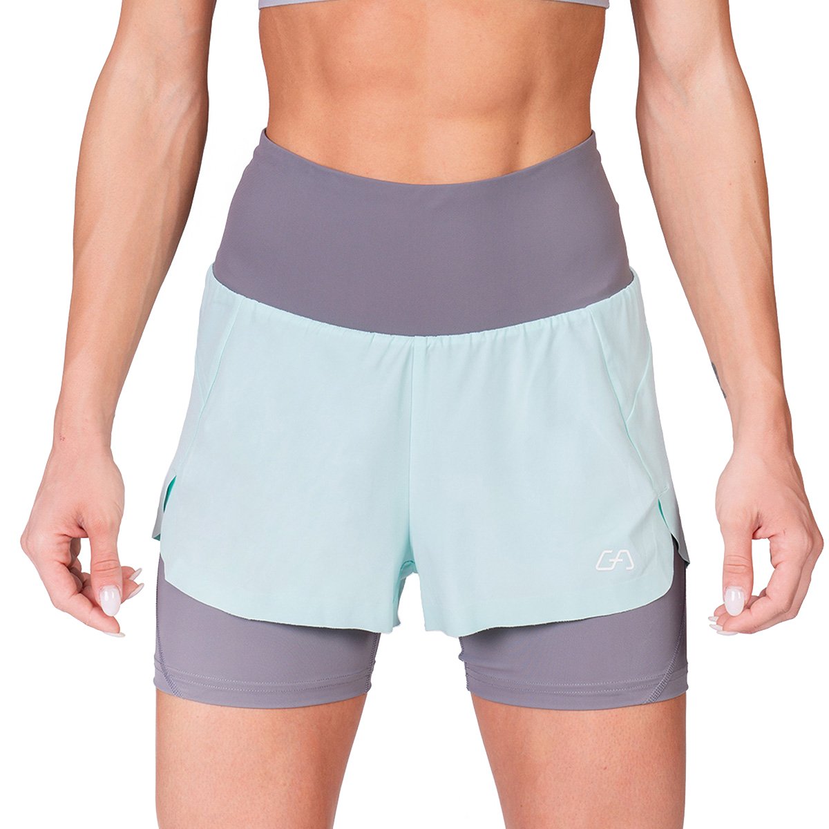 Activewear 2in1 Color Block Running Shorts for Women