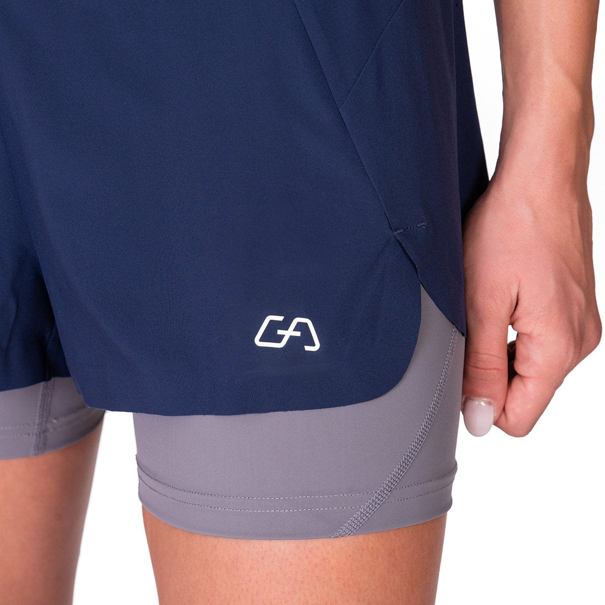 Image of Activewear 2in1 Color Block Running Shorts for Women